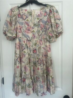 cinq à sept Cream Mini Dress with Pastel Floral Print